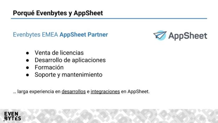 Evenbytes | Fast develop of mobile APPs with AppSheet