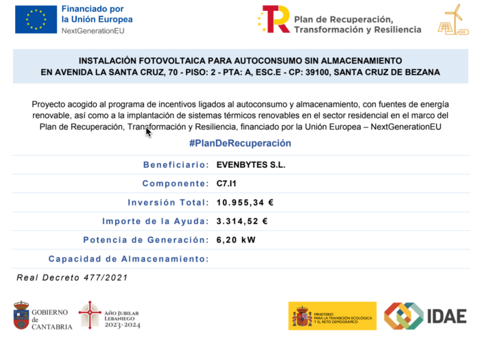 Subvención instalación fotovoltaica